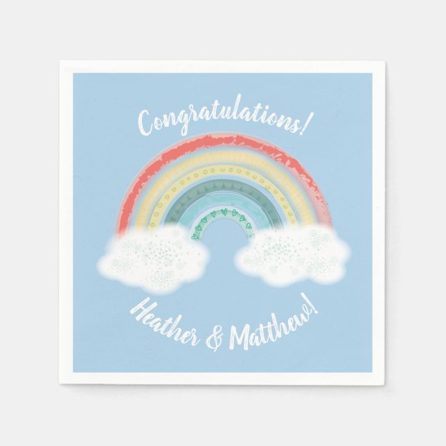 Servilleta De Papel Boho Rainbow Baby Shower Blue Boy (Anverso)