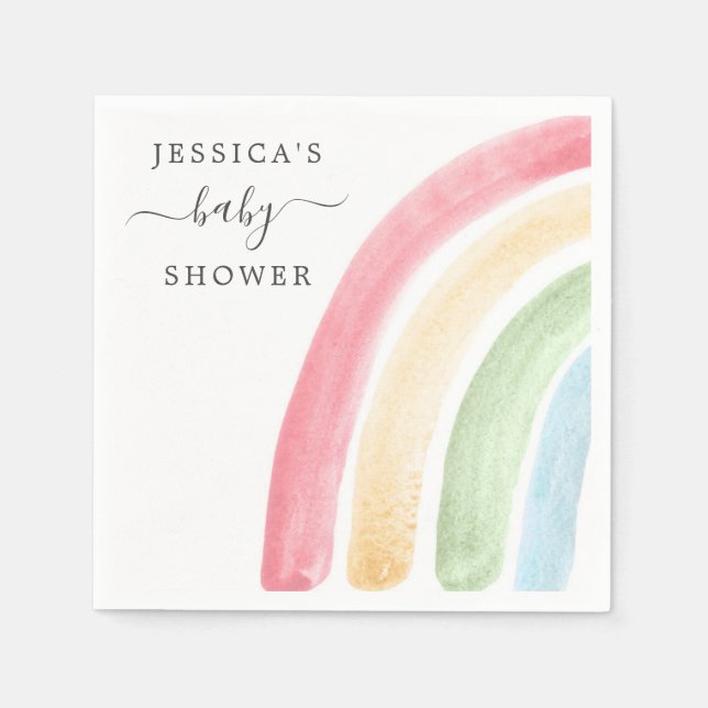 Servilleta De Papel Boho Rainbow Baby Shower Cocktail Napkin (Anverso)
