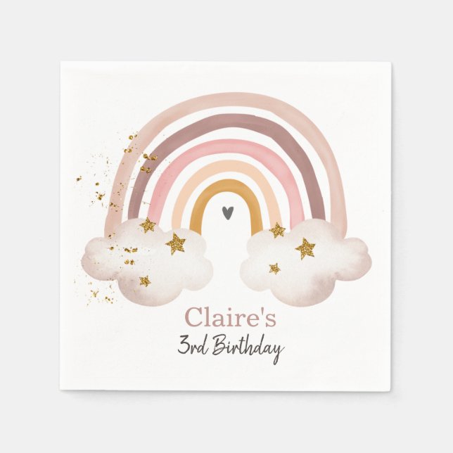 Servilleta De Papel Boho Rainbow Birday Napkins Fiesta del arcoiris Pa (Anverso)