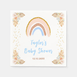 Servilleta De Papel Boho Rainbow Blue Baby Shower