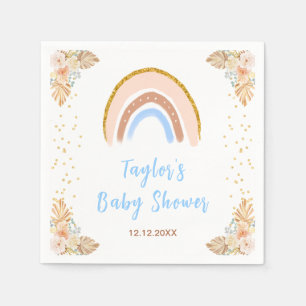 Servilleta De Papel Boho Rainbow Blue Baby Shower
