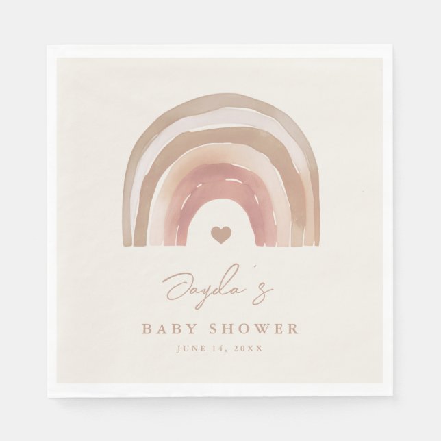 Servilleta De Papel Boho Rainbow Neutral Baby Shower (Anverso)