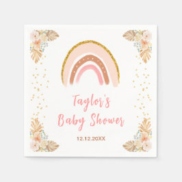 Servilleta De Papel Boho Rainbow Pink Baby Shower