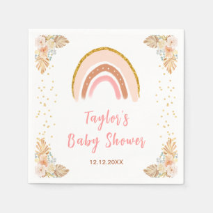 Servilleta De Papel Boho Rainbow Pink Baby Shower