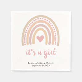 Servilleta De Papel Boho Rainbow Pink Heart Cute Chica Baby Shower