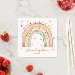 Servilleta De Papel Boho Rainbow Watercolor Baby Shower