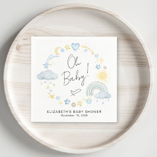 Servilleta De Papel Boho Rainbow Watercolor Baby Shower