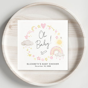 Servilleta De Papel Boho Rainbow Watercolor Baby Shower