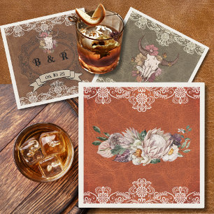 Servilleta De Papel Boho Ranch Boda Floral Papel Cocktail Napkin