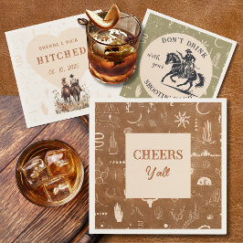 Servilleta De Papel Boho Ranch Boda Saluda Papel Cocktail Napkin