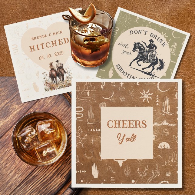 Servilleta De Papel Boho Ranch Boda Saluda Papel Cocktail Napkin (Subido por el creador)