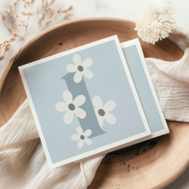 Servilleta De Papel Boho Retro Daisy 1er cumpleaños azul Groovy