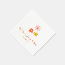 Boho Retro Daisy Parejas Nombre Boda Napkins