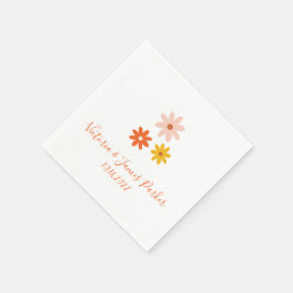 Servilleta De Papel Boho Retro Daisy Parejas Nombre Boda Napkins