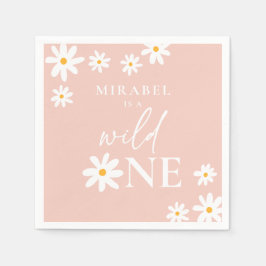 Servilleta De Papel Boho Retro Rubor Pink Daisy Wild Un primer cumplea