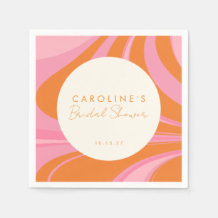 Servilleta De Papel Boho Rosa Naranja Abstracto Ducha Nupcial Personal