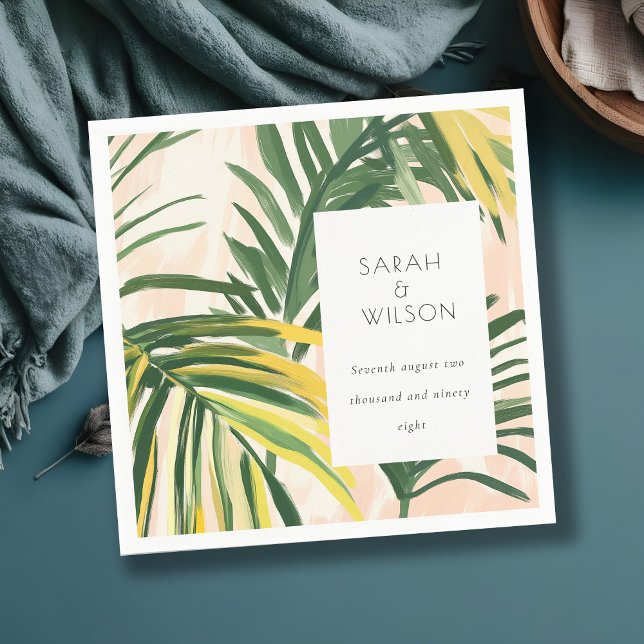 Servilleta De Papel Boho Rubor Green Tropical Palm Beach Wedding (Subido por el creador)