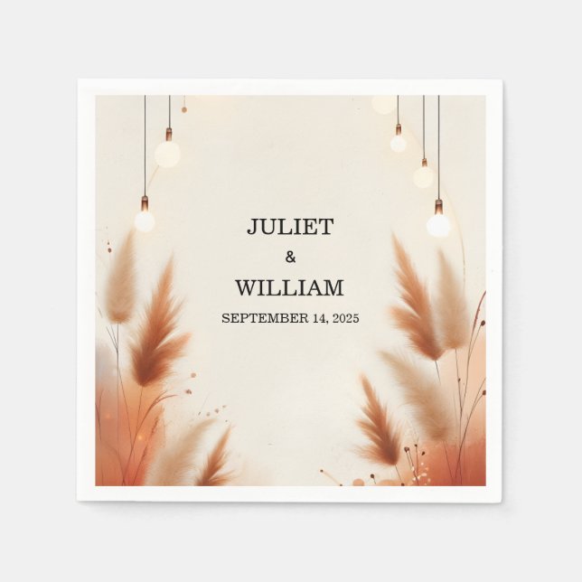 Servilleta De Papel Boho ruso del desierto Otumn Ombre Brown Boda (Anverso)