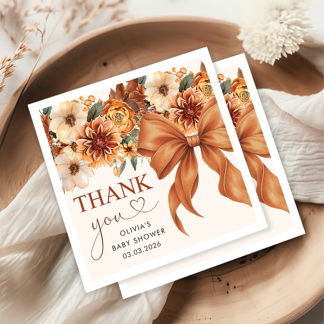 Servilleta De Papel Boho Rustic Fall Floral Baby Shower Fiesta (Subido por el creador)