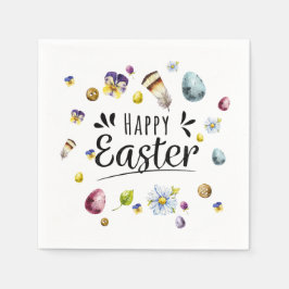 Servilleta De Papel Boho Rustic Watercolor Feliz Pascua