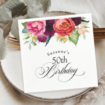 Boho Rustic Watercolor Floral 50 cumpleaños