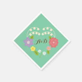 Servilleta De Papel Boho Rústico Boda De Vocación Floral (Mint)