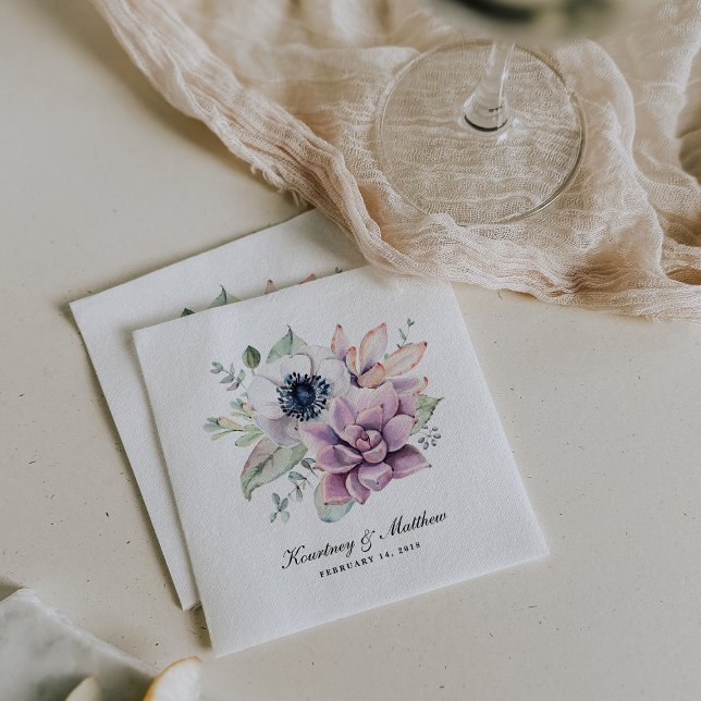 Servilleta De Papel Boho rústico floral de suculentas acuarela (Subido por el creador)