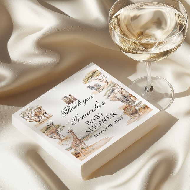 Servilleta De Papel Boho Safari Animals Gender Neutral Baby Shower (Subido por el creador)