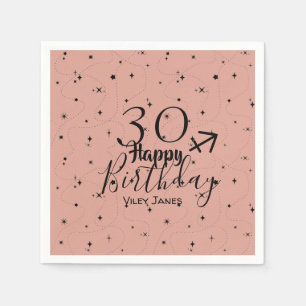 Servilleta De Papel boho Sagittarius estrellas negras cumpleaños rosad