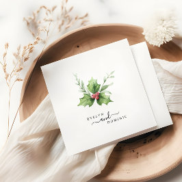 Servilleta De Papel Boho Script Greenery Evergreen Boda Pape