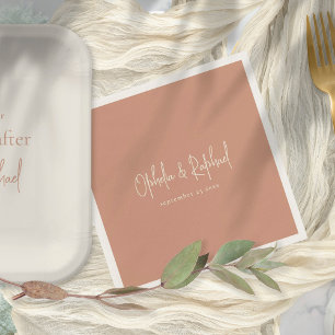 Servilleta De Papel Boho Script Names Date Terracotta boda