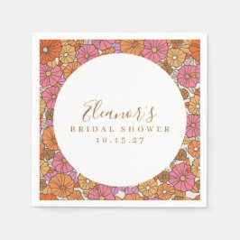 Servilleta De Papel Boho Script Ocre Rosa Floral Despedida de Soltera 