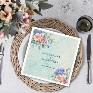 Servilleta De Papel Boho Shabby Chic Flores Boda Rústico Verde