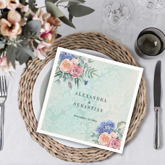 Servilleta De Papel Boho Shabby Chic Flores Boda Rústico Verde (Subido por el creador)