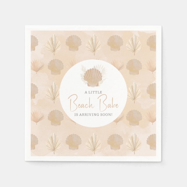 Servilleta De Papel Boho Shell Beige Ocean Baby Shower (Anverso)