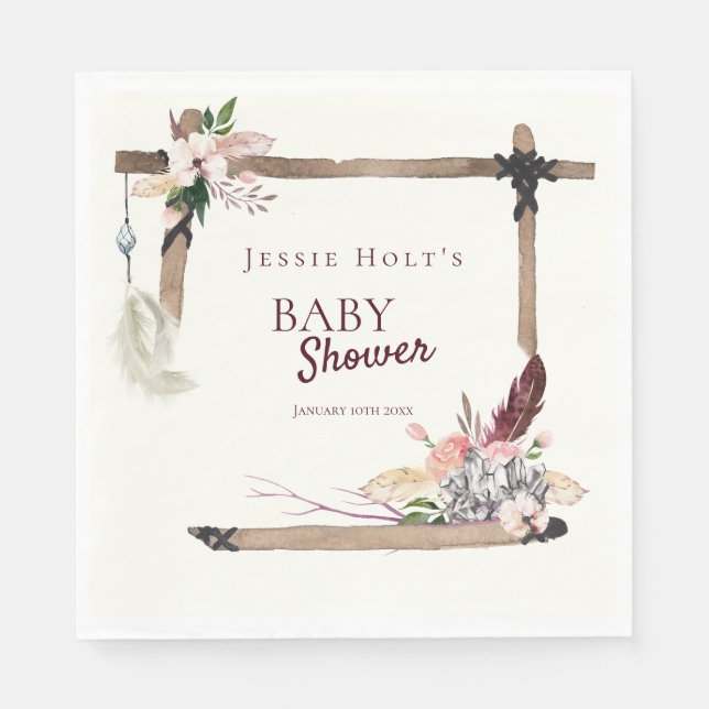 Servilleta De Papel Boho Southwestern Baby Shower (Anverso)
