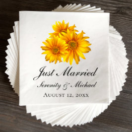 Servilleta De Papel Boho Sunflower Elegante Floral Boda recién casado