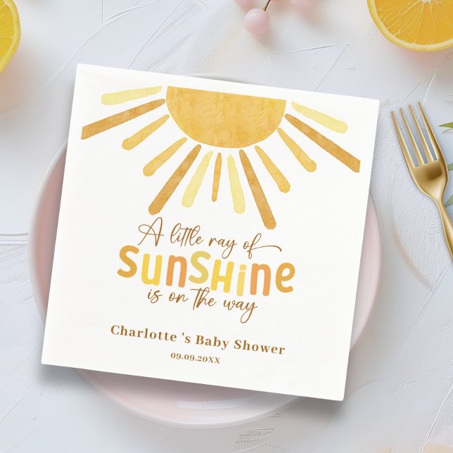 Servilleta De Papel Boho Sunshine Baby Shower amarillo (Little ray Napkin)