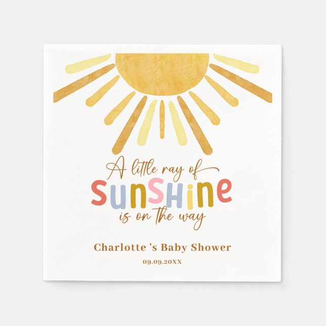 Servilleta De Papel Boho Sunshine Baby Shower amarillo (Anverso)