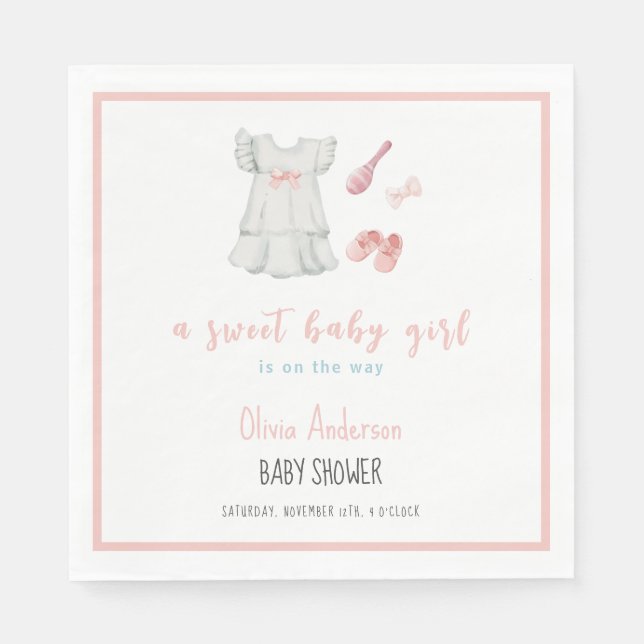 Servilleta De Papel Boho Sweet Pink Chica Set Baby Shower (Anverso)