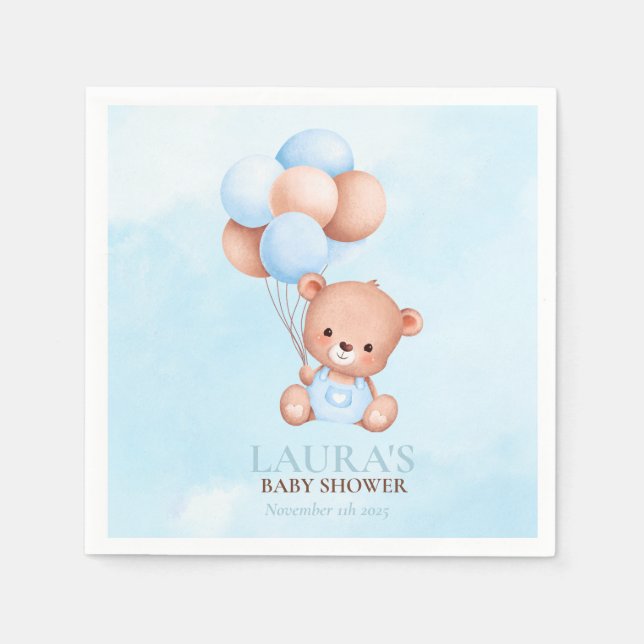 Servilleta De Papel Boho Teddy Bear Baby Shower (Anverso)