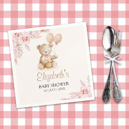 Servilleta De Papel Boho Teddy Bear Baby Shower Girl