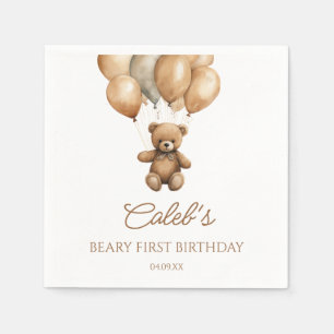 Servilleta De Papel Boho Teddy Bear Beary First Birday Party