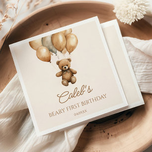 Servilleta De Papel Boho Teddy Bear Beary First Birday Party