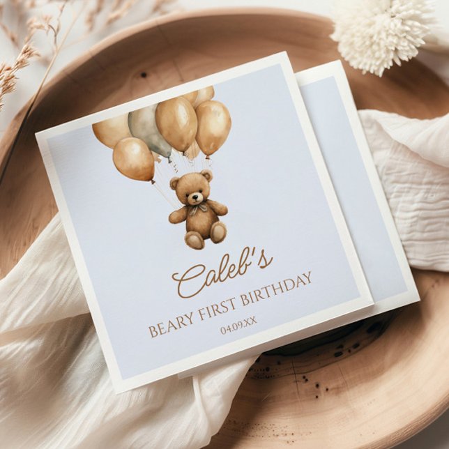 Servilleta De Papel Boho Teddy Bear Beary First Birday Party (Subido por el creador)