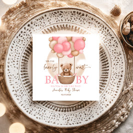 Servilleta De Papel Boho Teddy Bear Chica Pink Bearly Wait Baby Shower