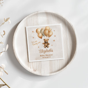 Servilleta De Papel Boho Teddy Bear con Globos Baby Shower