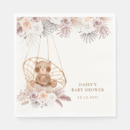 Servilleta De Papel Boho Teddy Bear moderno Pampas Baby Shower