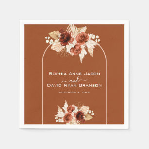 Servilleta De Papel Boho Terracotta Arch Pampas Grass Floral Boda