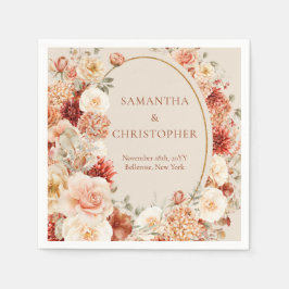 Servilleta De Papel Boho terracotta burgundy floral eucalyptus